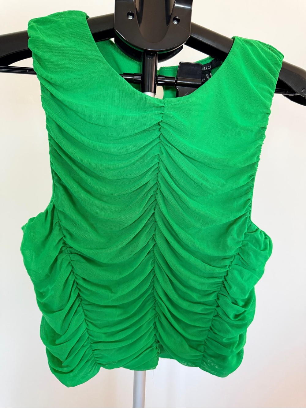 Forever 21 Bright Green Ruched Sleeveless Top